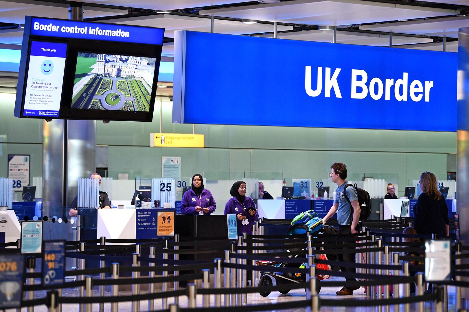 Passport control at Heathrow Airport