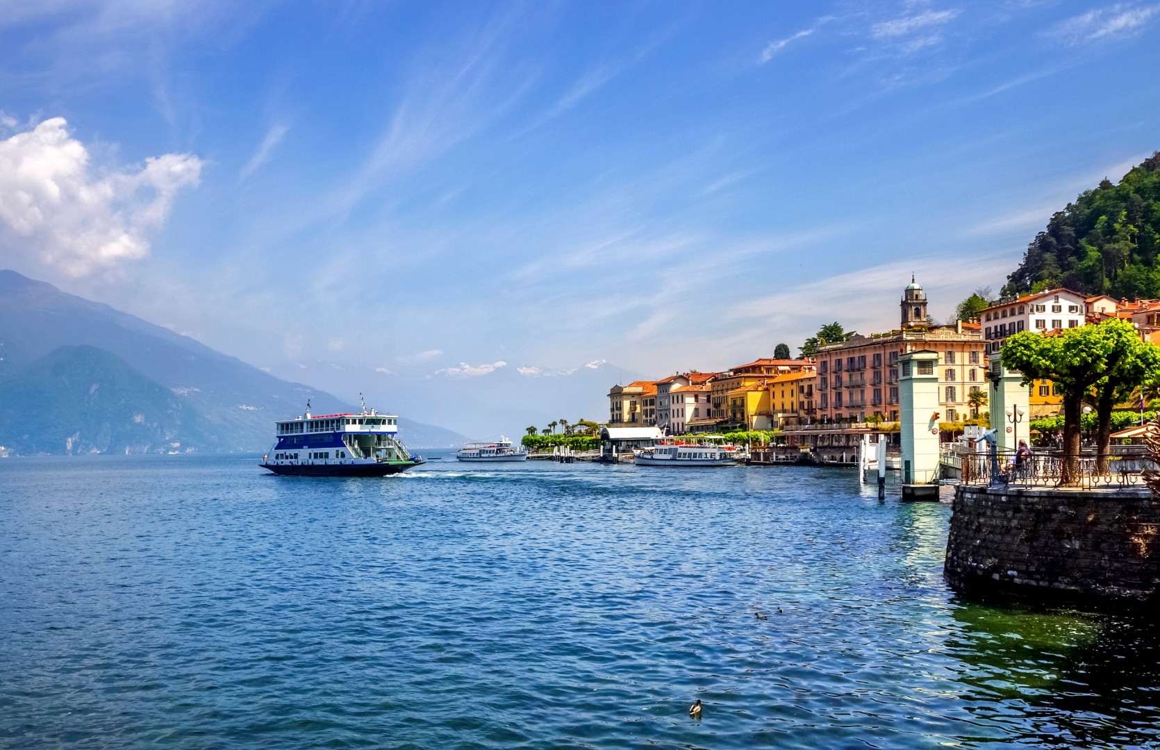Boats moored at Bellagio on Lake Como.