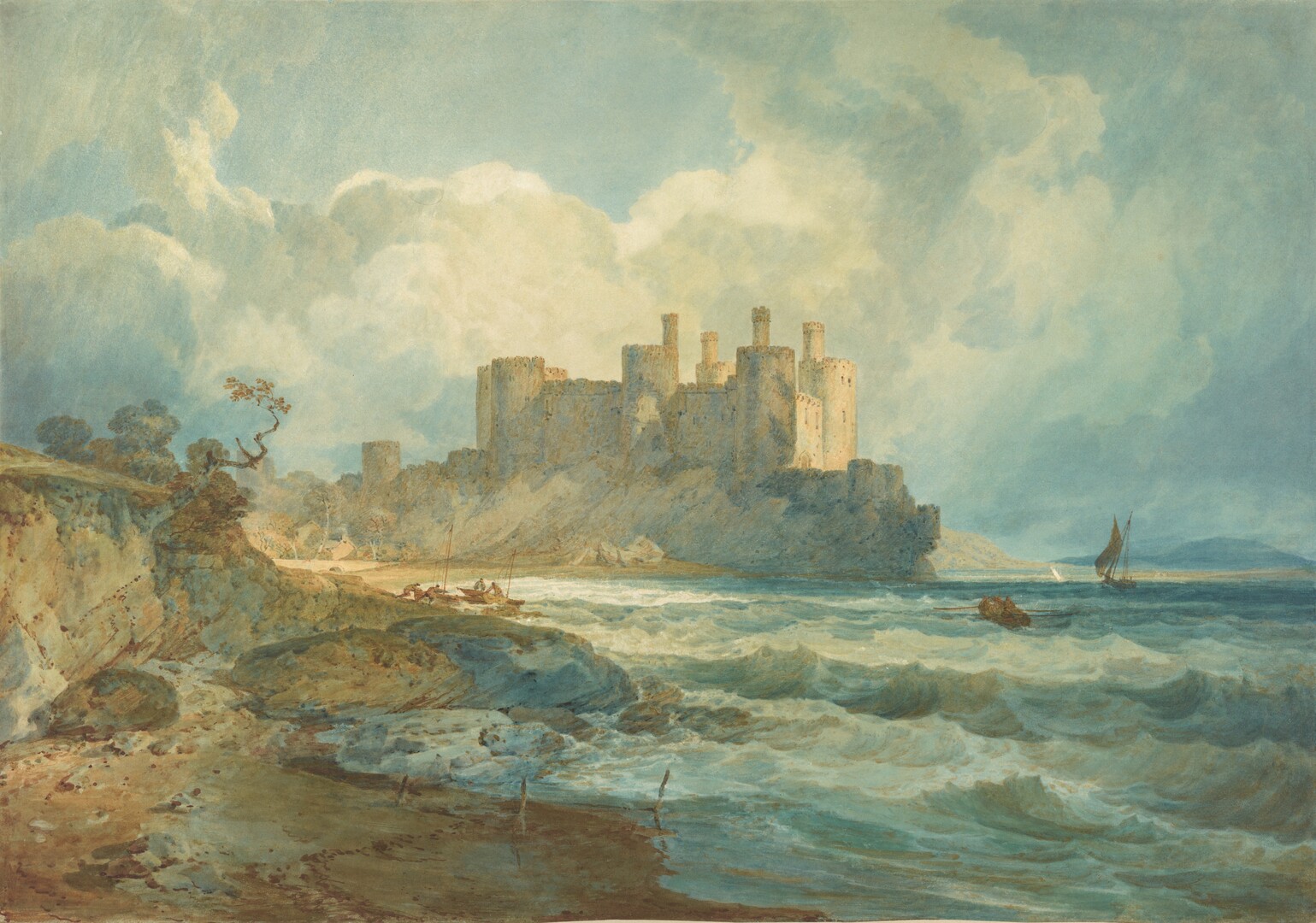 Watercolor painting of Conway Castle in North Wales.