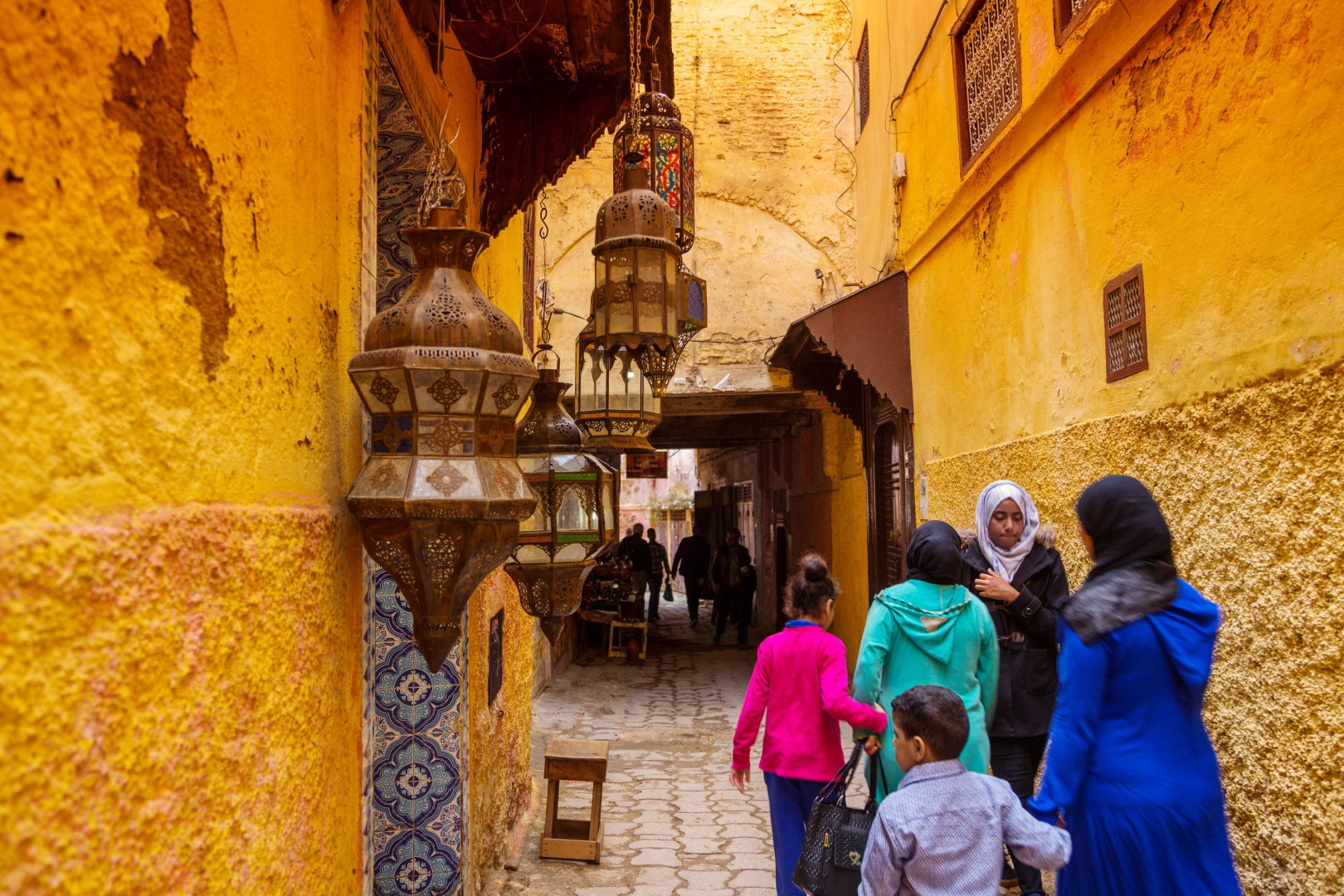 Street life in the imperial city of Meknes, Morocco