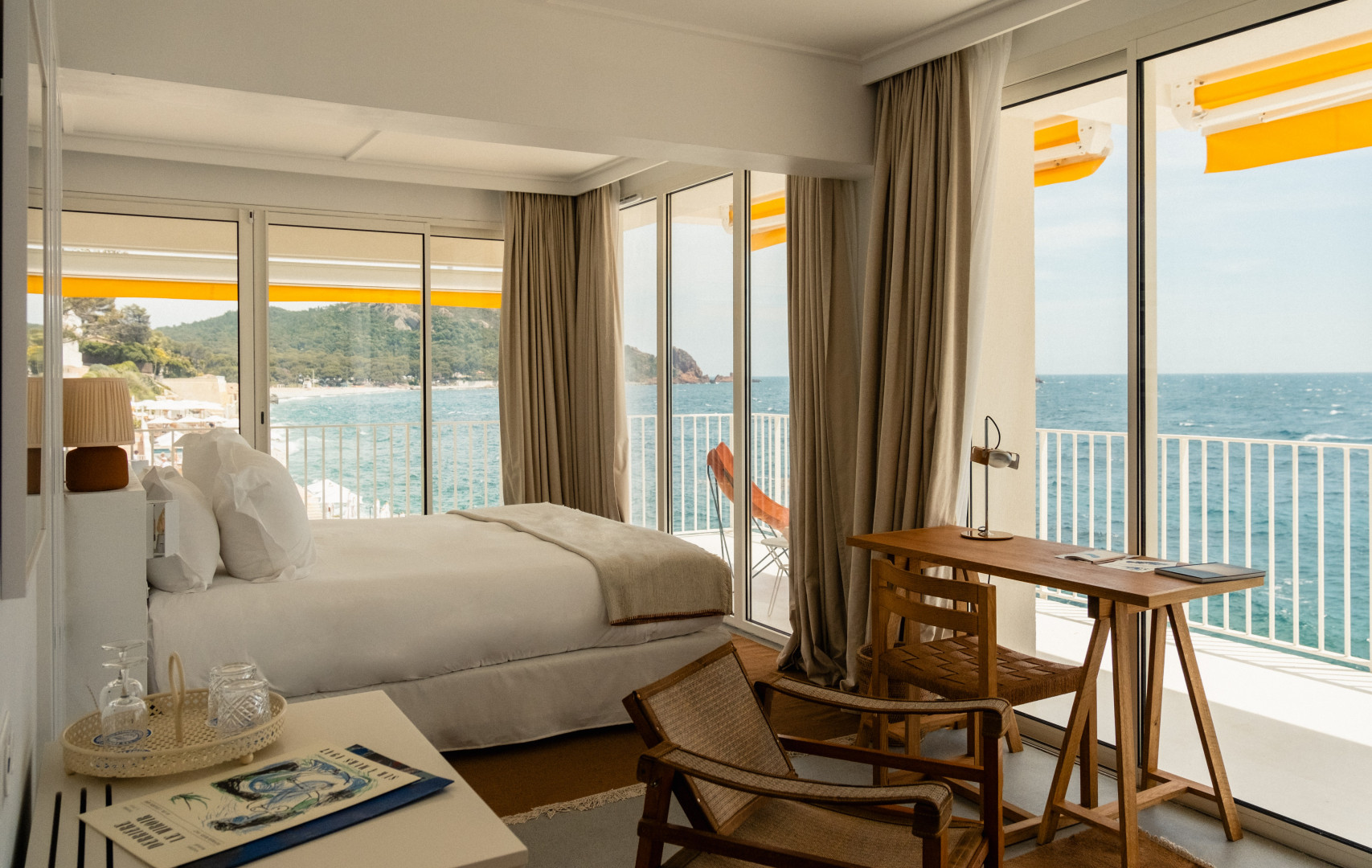 Hotel room with ocean view.